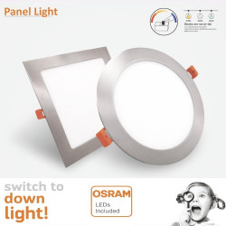 Placa LED Slim Circular 20W Acero Inox - CCT - OSRAM CHIP DURIS E 2835