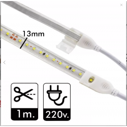 Tira LED 10W - CORTE A MEDIDA - Regulable 220V AC SMD 2835 120 LED/m IP65 - 13mm